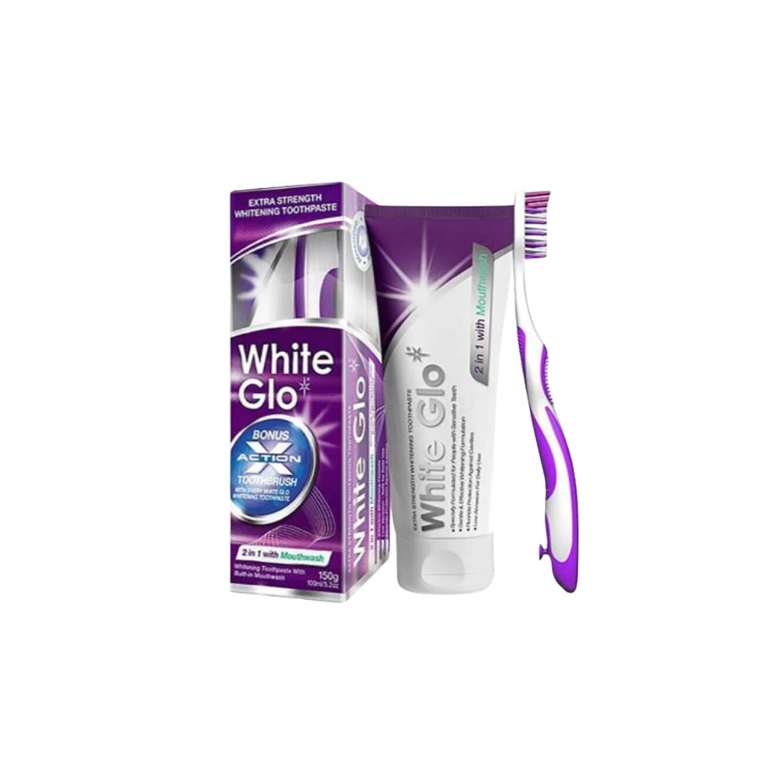 WHITE GLO 2-IN-1 WITH MOUTHWASH